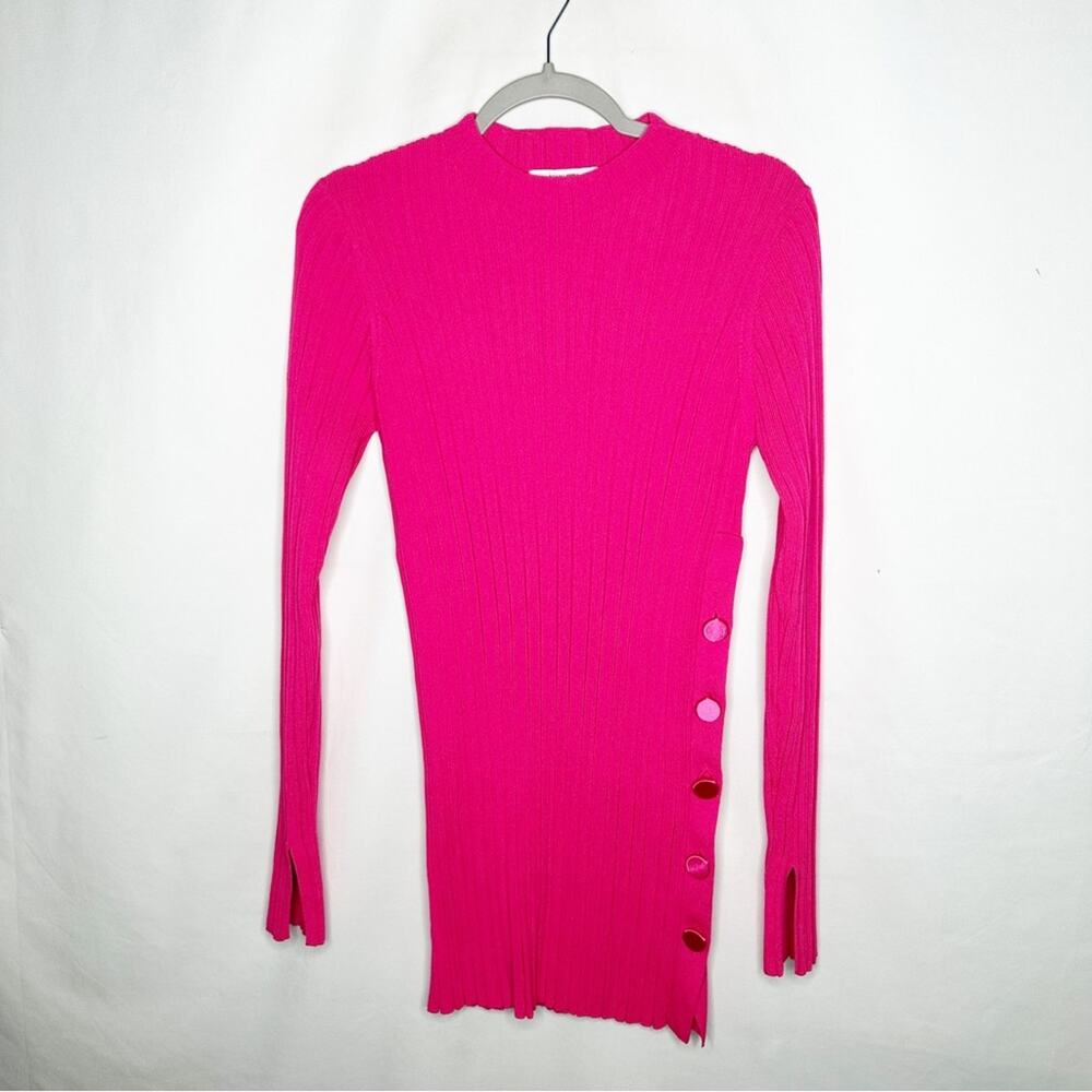 ADAM LIPPES Pink Long Sleeve Sweater Dress in XL